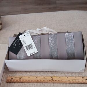 Adrianna Papell Silver and Gray Evening Clutch